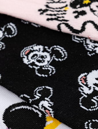 3'lü Mickey Mouse Baskılı Çorap Seti Lisanslı
