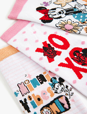 3'lü Çorap Seti Minnie Mouse Baskılı Lisanslı