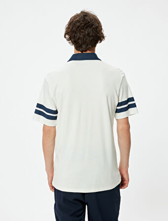 Kolej Tişört Polo Yaka Oversize Kısa Kollu Düğme Detaylı Pamuklu