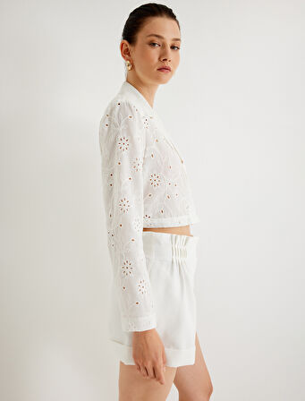 Koton X Melis Ağazat - Kısa Fisto Ceket Kruvaze Ters Yaka Pamuklu