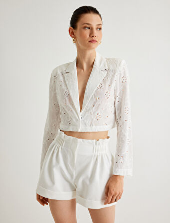 Koton X Melis Ağazat - Kısa Fisto Ceket Kruvaze Ters Yaka Pamuklu