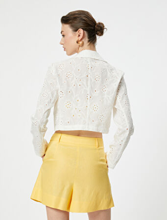 Koton X Melis Ağazat - Kısa Fisto Ceket Kruvaze Ters Yaka Pamuklu