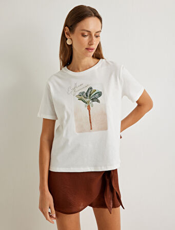 Koton X Şahika Ercümen - Baskılı Tişört Kısa Kollu Yuvarlak Yaka Pamuklu