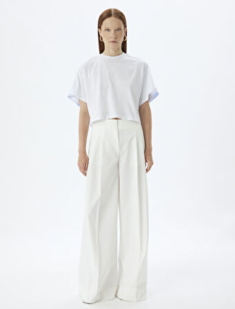 Çizgili Tişört İki Farklı Kumaş Kullanımlı Pamuklu