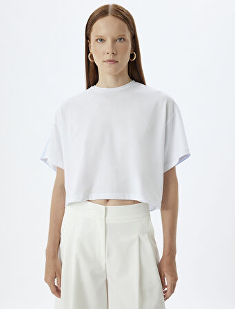 Çizgili Tişört İki Farklı Kumaş Kullanımlı Pamuklu