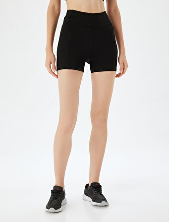 Spor Kısa Biker Tayt Geometrik Baskılı Yüksek Bel Skinny Fit İnterlok İnterlok