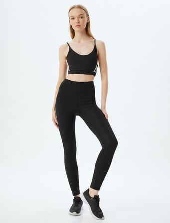 Spor Tayt Şerit Baskılı Normal Bel Skinny Fit İnterlok