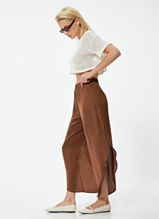 Koton Yüksek Bel Rahat Kahve Kadın Pantolon 4SAK40076PW