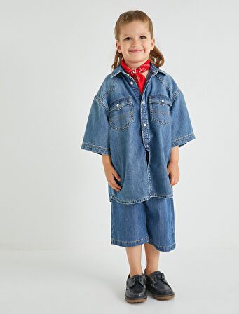 Kot Gömlek Çıtçıt Düğmeli Kapaklı Cep Detaylı Pamuklu