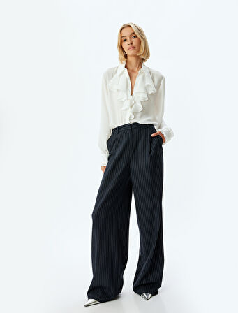 Fırfırlı Gömlek Uzun Kollu Krep Kumaş