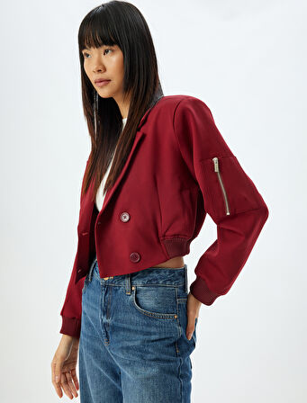 Oversize Kruvaze Yaka Cepli Ribanalı Ceket