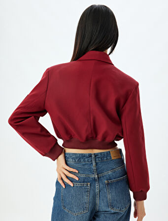 Oversize Kruvaze Yaka Cepli Ribanalı Ceket