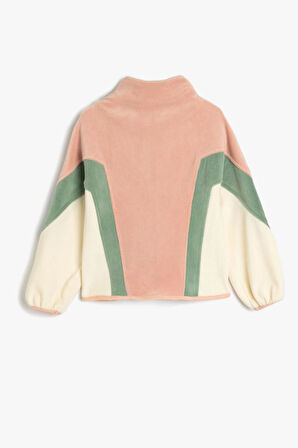 Koton Kız Çocuk Polar Sweatshirt Dik Yaka Yarım Fermuarlı Uzun Kollu