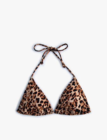 Leopar Bikini Üstü  Üçgen İpli 