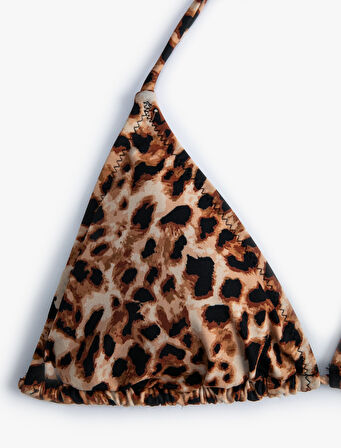 Leopar Bikini Üstü  Üçgen İpli 