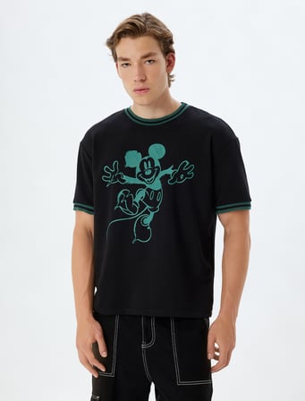 Mickey Mouse Tişört Lisanslı Oversize Bisiklet Yaka Kısa Kollu Pamuk Karışımlı