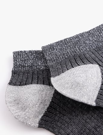 Basic Patik Çorap Dokulu Metalik Görünümlü