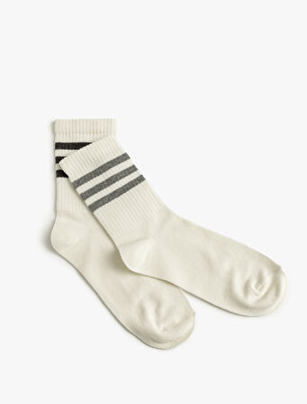 2'li Tenis Çorap Seti Şerit Detaylı