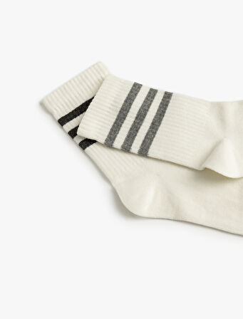 2'li Tenis Çorap Seti Şerit Detaylı