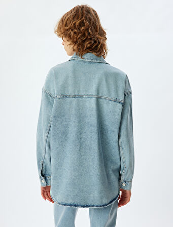 Kot Gömlek Ceket Klasik Yaka Düğmeli Cep Detaylı