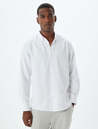 Slim Fit Gömlek Uzun Kollu Pamuk Karışımlı