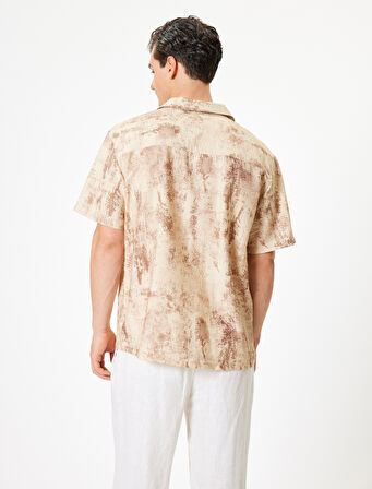 Desenli Gömlek Kısa Kollu Düğmeli Devrik Yaka