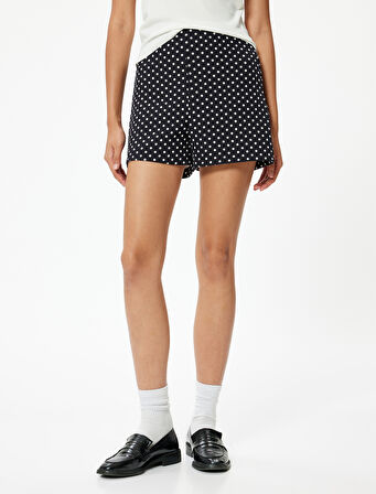 Puantiyeli Mini Şort Yüksek Bel Slim Fit 