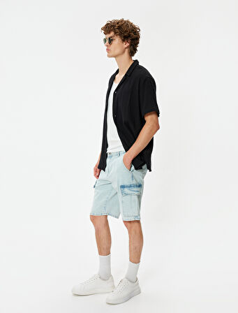 Kargo Kot Şort Oversize Bermuda Cep Detaylı Pamuklu