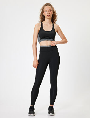 Spor Tayt Yüksek Bel Bilek Boy Biyeli Skinny Fit İnterlok