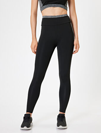 Spor Tayt Yüksek Bel Bilek Boy Biyeli Skinny Fit İnterlok