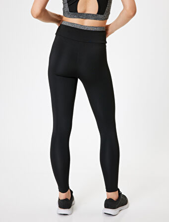 Spor Tayt Yüksek Bel Bilek Boy Biyeli Skinny Fit İnterlok
