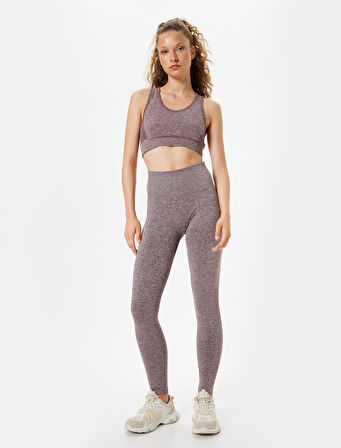 Dikişsiz Tayt Spor Yüksek Bel Tül Detaylı Kırçıllı Slim Fit