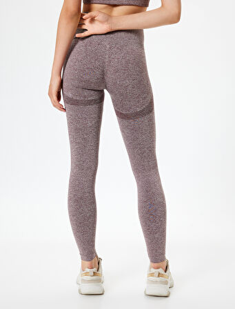 Dikişsiz Tayt Spor Yüksek Bel Tül Detaylı Kırçıllı Slim Fit