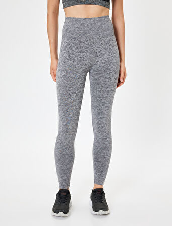Dikişsiz Tayt Spor Yüksek Bel Tül Detaylı Kırçıllı Slim Fit