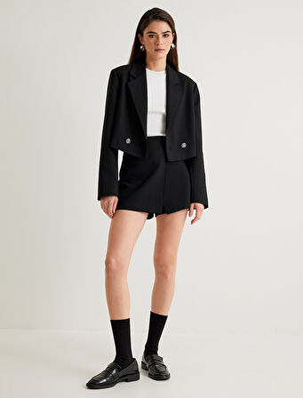 Kruvaze Crop Blazer Ceket 