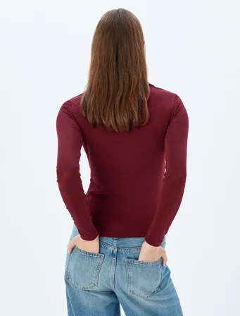 Polo Yaka Tişört Basic Uzun Kollu Düğmeli Slim Fit