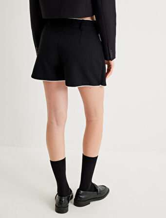 Asimetrik Kruvaze Mini Şort Etek Standart Bel