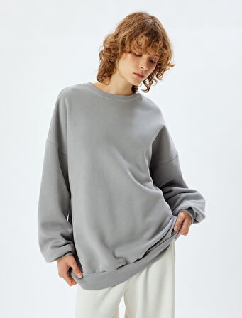 2'li Oversize Sweatshirt Seti Çok Renkli Bisiklet Yaka Şardonlu