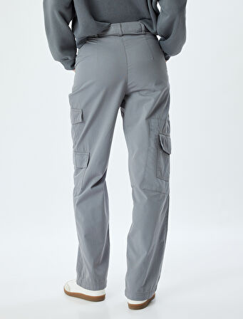 Chino Pantolon Kargo Cepli Dikiş Detaylı Düğmeli Rahat Kesim