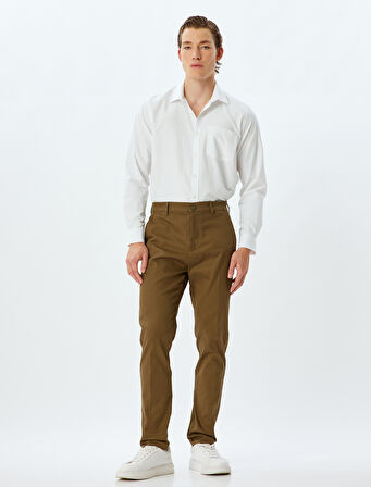 Chino Pantolon Slim Fit Cep Detaylı Pamuklu