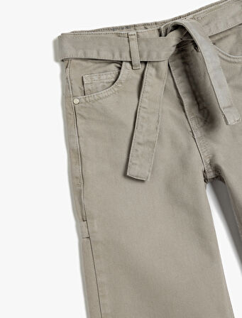 Geniş Paça Kot Pantolon Kemerli Cep Detaylı