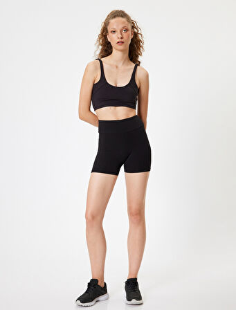 Spor Kısa Biker Tayt Yüksek Bel Slim Fit