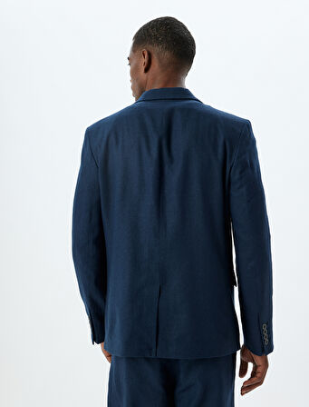 Keten Karışımlı Blazer Ceket Slim Fit Mono Yaka