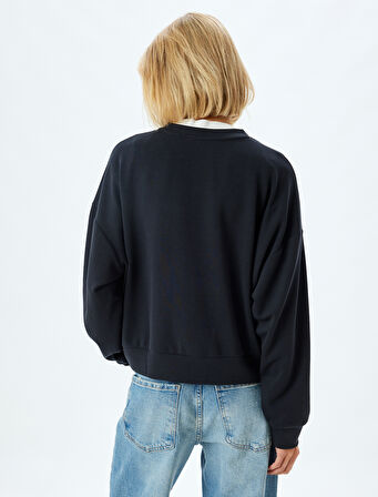 Bisiklet Yaka Uzun Kollu Modal Karışımlı Basic Sweatshirt 