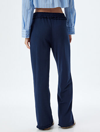 Eşofman Pantolon Bol Paça Cepli Beli Bağlamalı Pamuklu