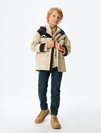 Su İtici Kayak Montu Kapşonlu Kapaklı Cep Detaylı Rüzgar Kapaklı 