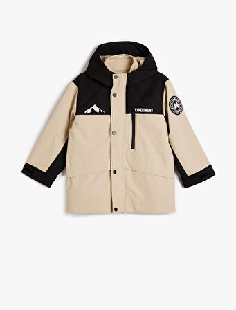 Su İtici Kayak Montu Kapşonlu Kapaklı Cep Detaylı Rüzgar Kapaklı 