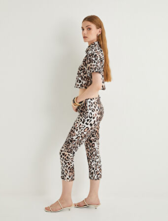 Leopar Kapri Pantolon Yüksek Bel