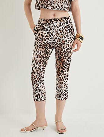 Leopar Kapri Pantolon Yüksek Bel