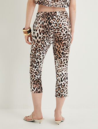 Leopar Kapri Pantolon Yüksek Bel
